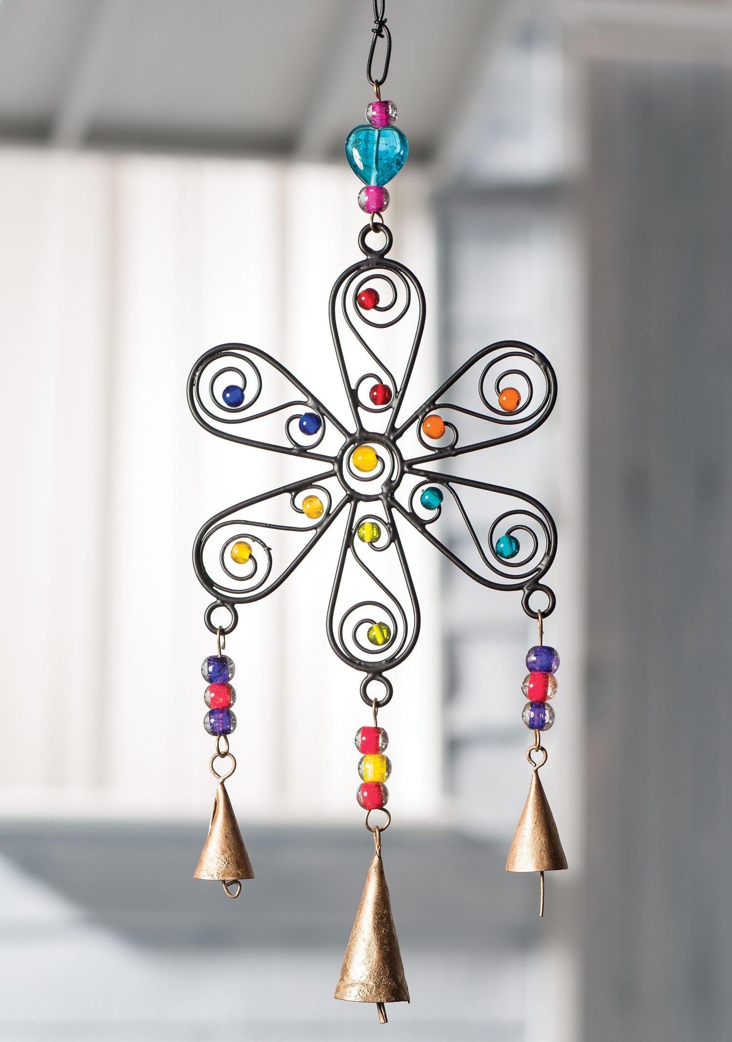 ethical and fair trade artisan made handmade windchime and suncatchers hand crafted with beads and bells for festive season