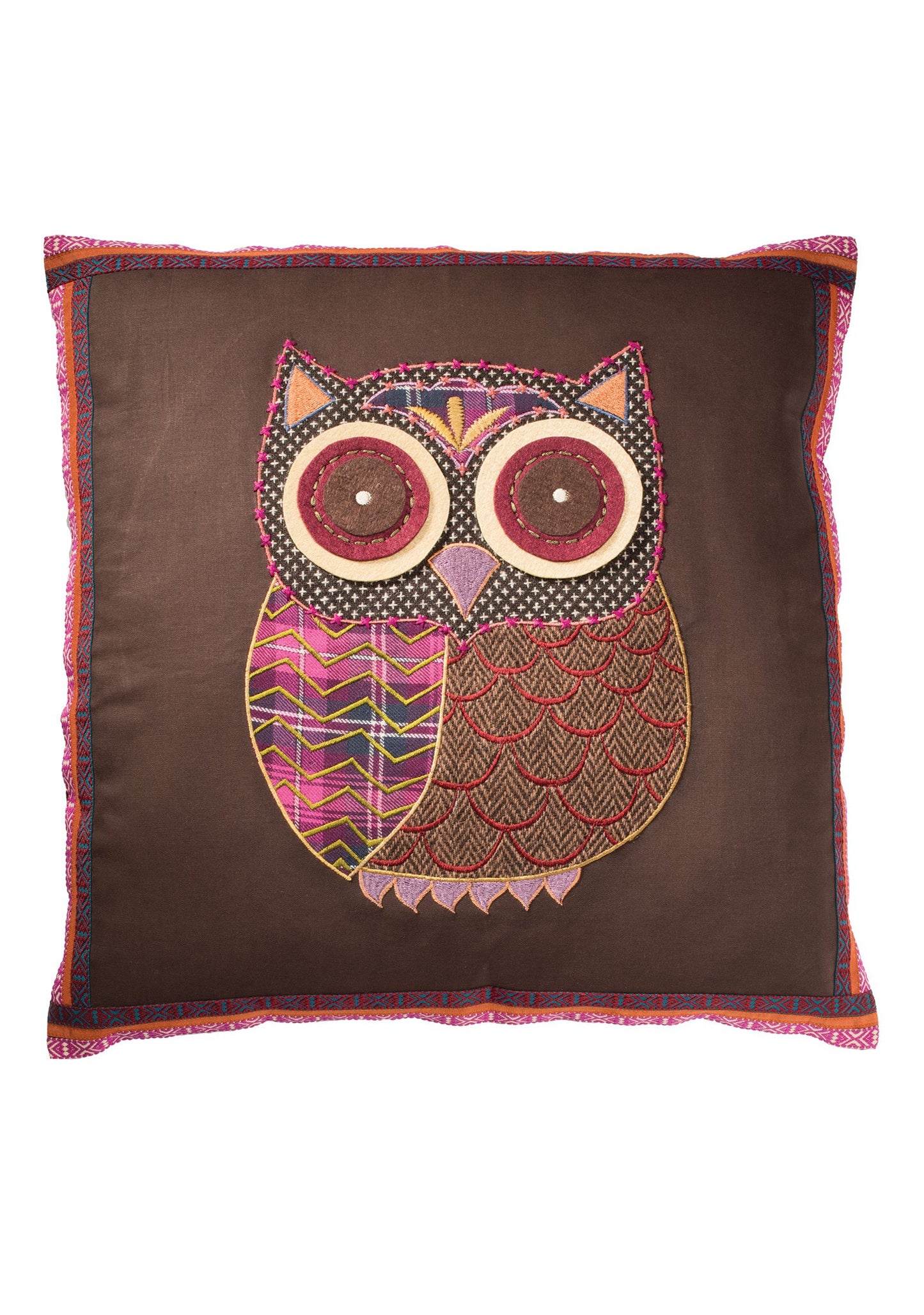 Handmade Tweed Applique Owl Cushion Cover - 45 x 45cm