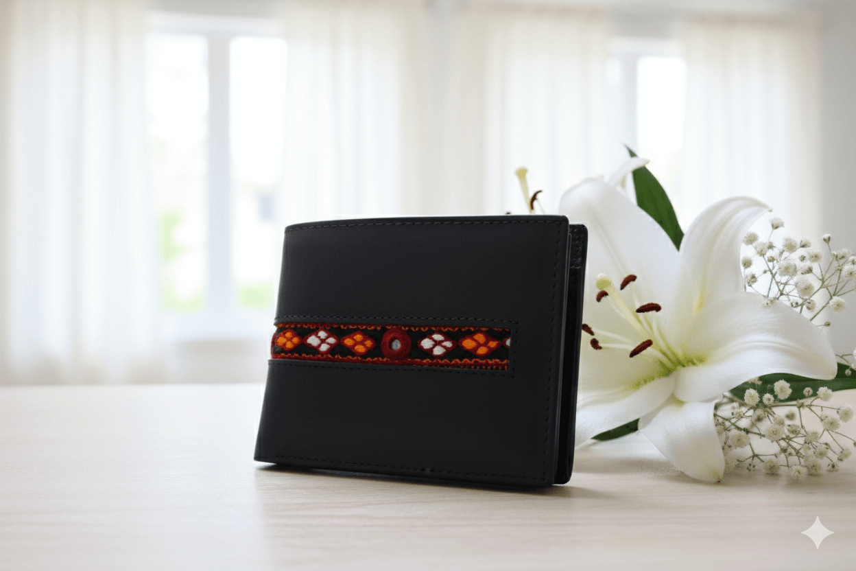 Black Genuine Leather Wallet For Men handmade