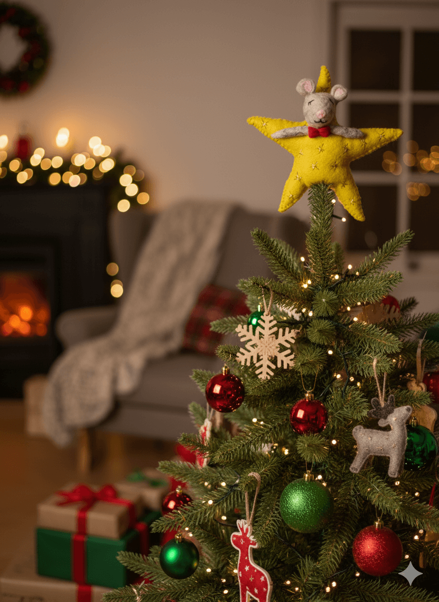 Felt Mouse Star Tree Topper - Christmas Decoration