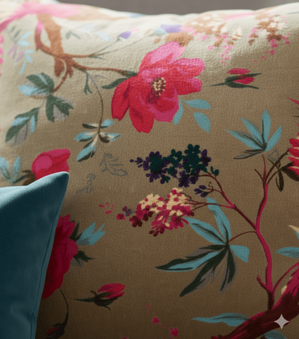Grey Velvet Cushions Covers- Bird Of Paradise