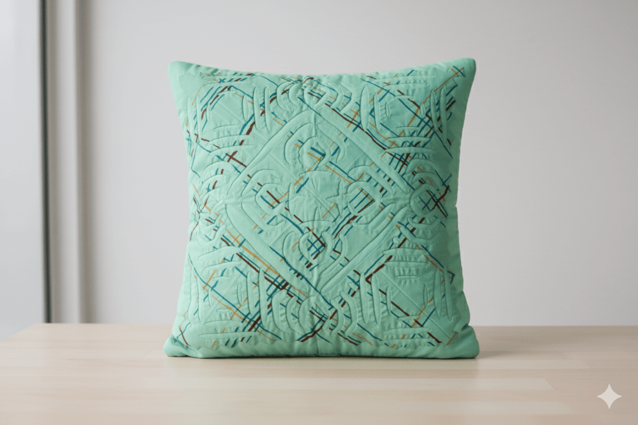 Green Cushion Cover Applique Technique