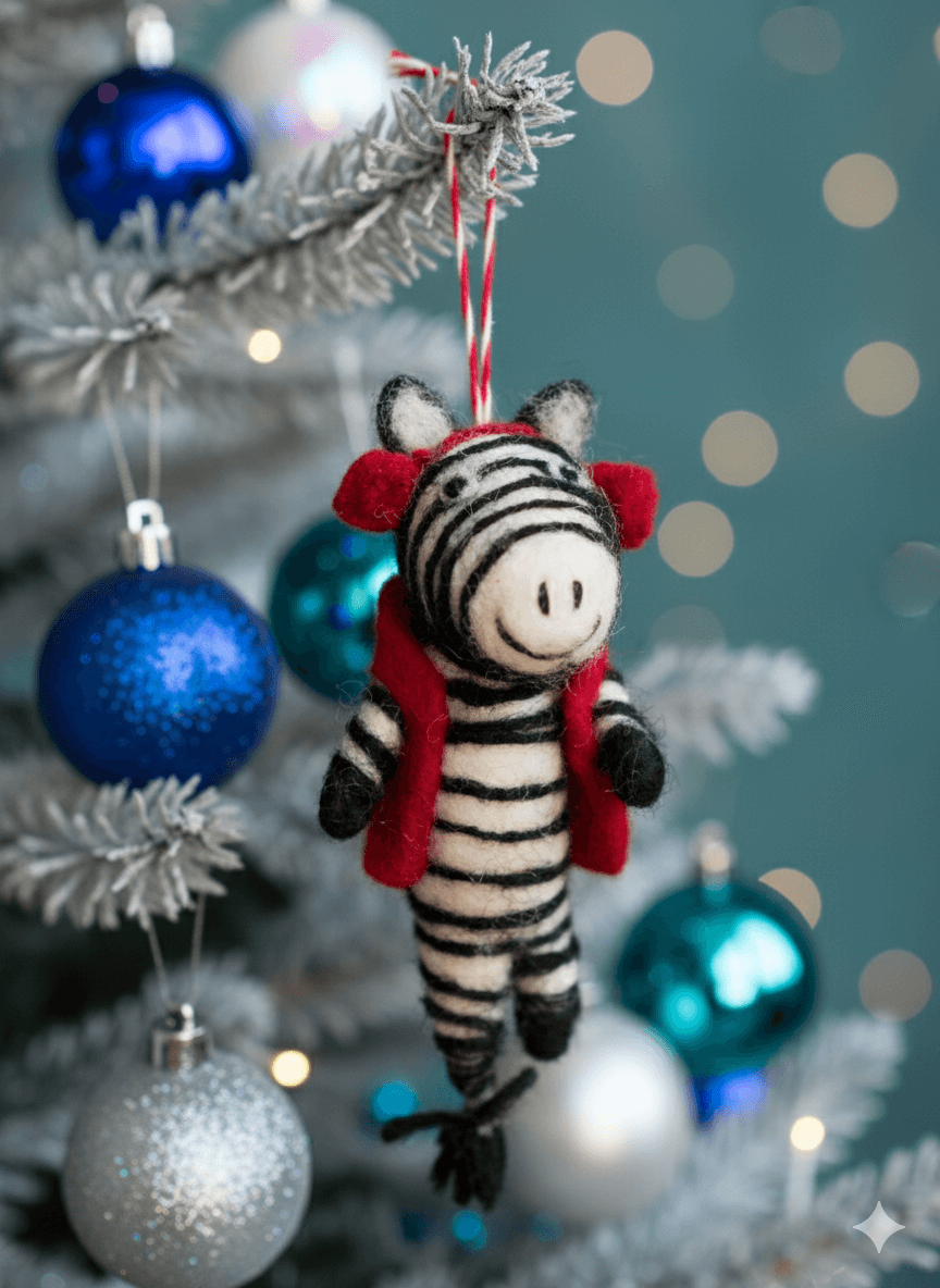 Felt Zebra Ornament - Christmas Tree Decoration