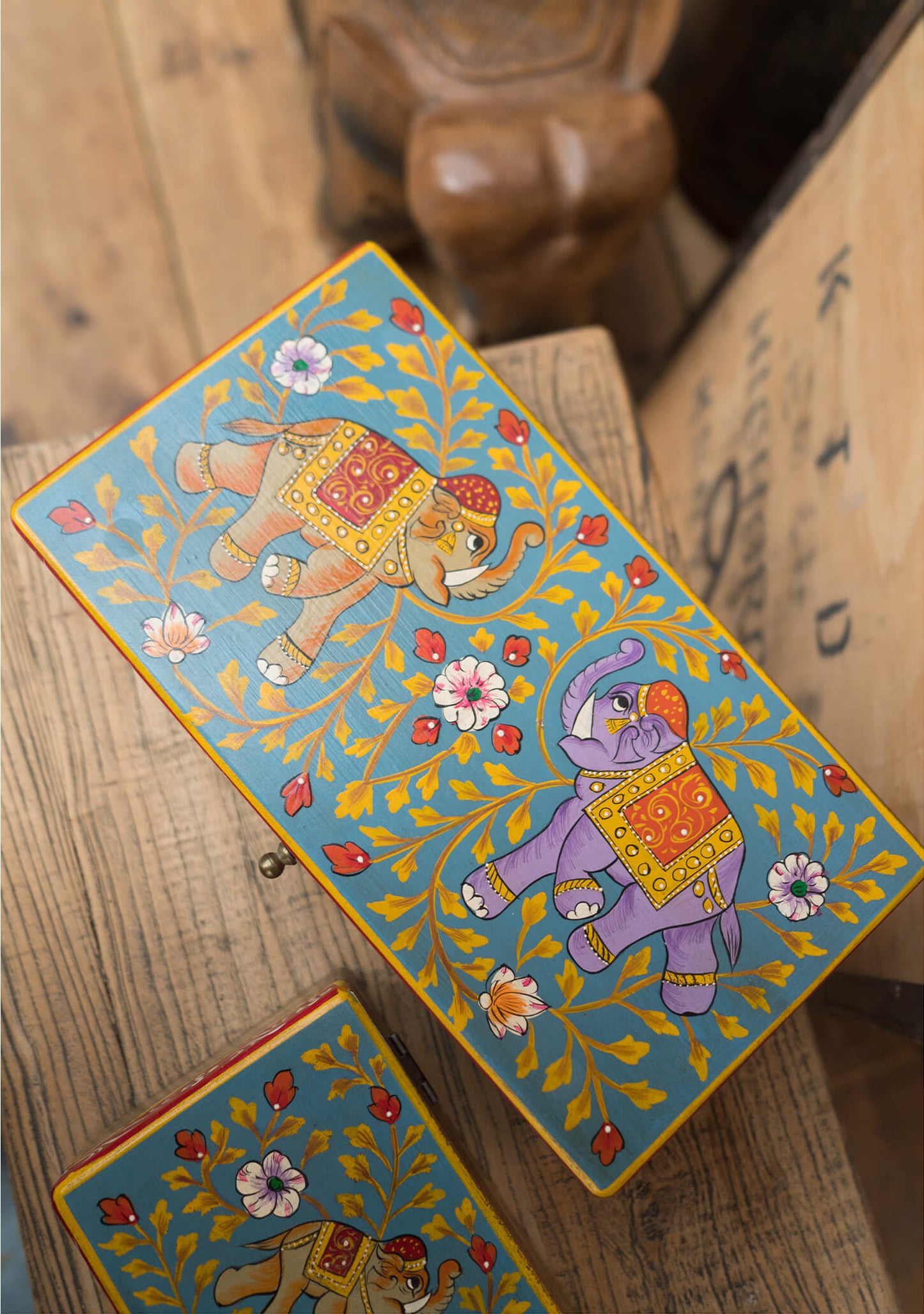 Handmade Wooden Elephant Jewellery Box Set | Sustainable