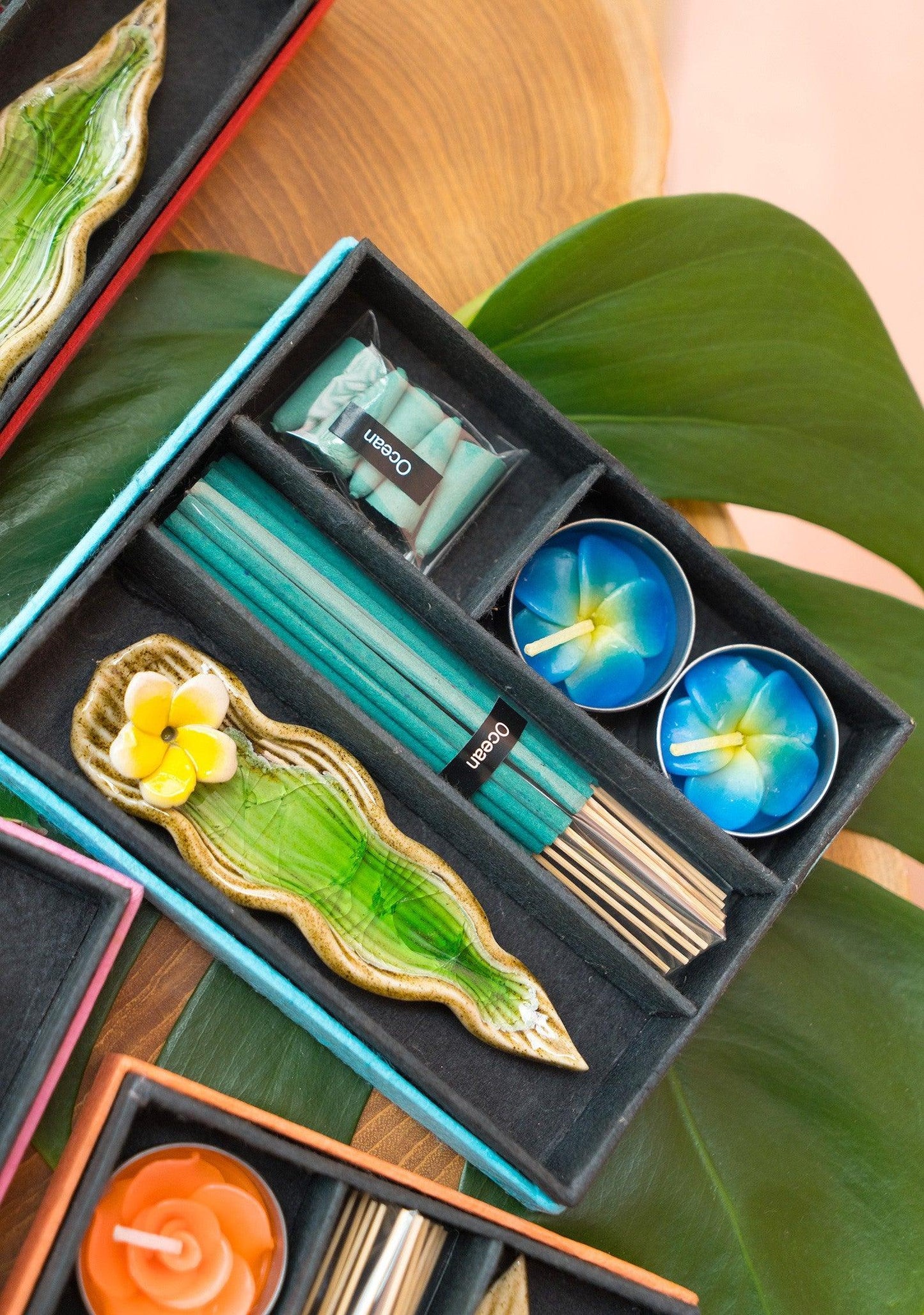 Thai Incense Gift Set With Tealight Candles, Incense Cones & a Holder