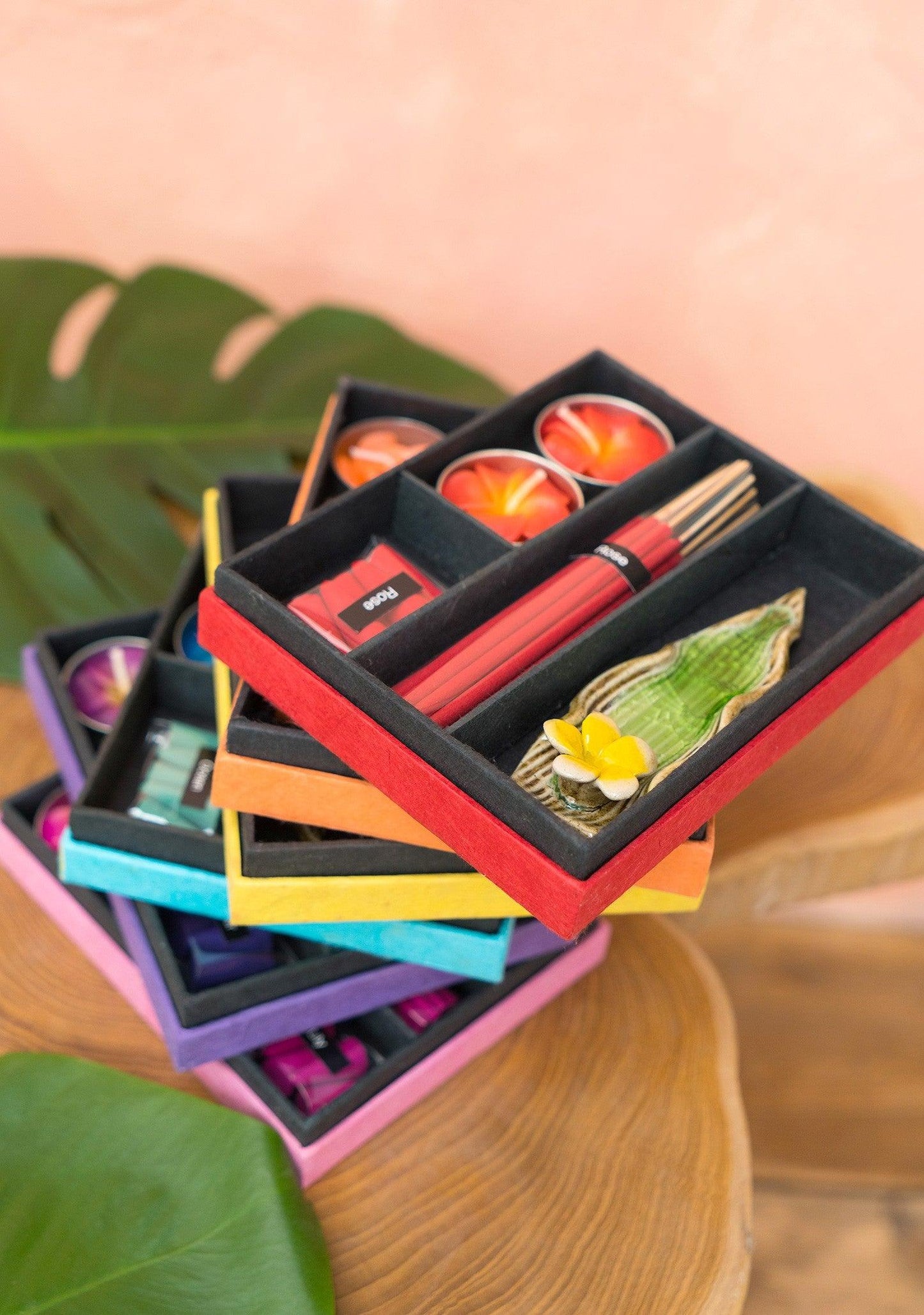 Thai Incense Gift Set With Tealight Candles, Incense Cones & a Holder
