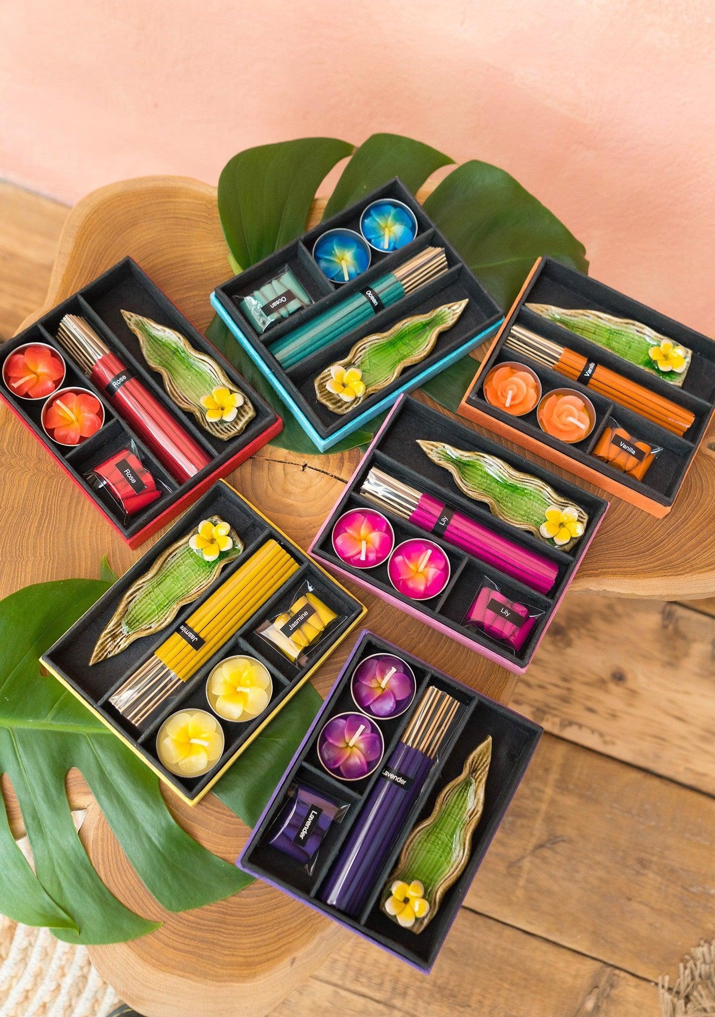 Thai Incense Gift Set With Tealight Candles, Incense Cones & a Holder