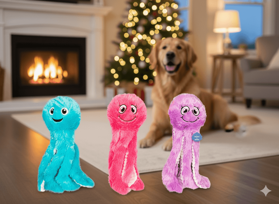 Octopus Dog Toy - Crinkle & Squeaky Plush for Small Dogs