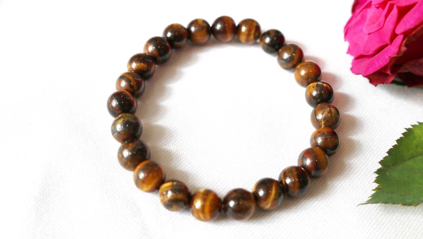 8mm Men's Tiger Eye Gemstone Bracelet