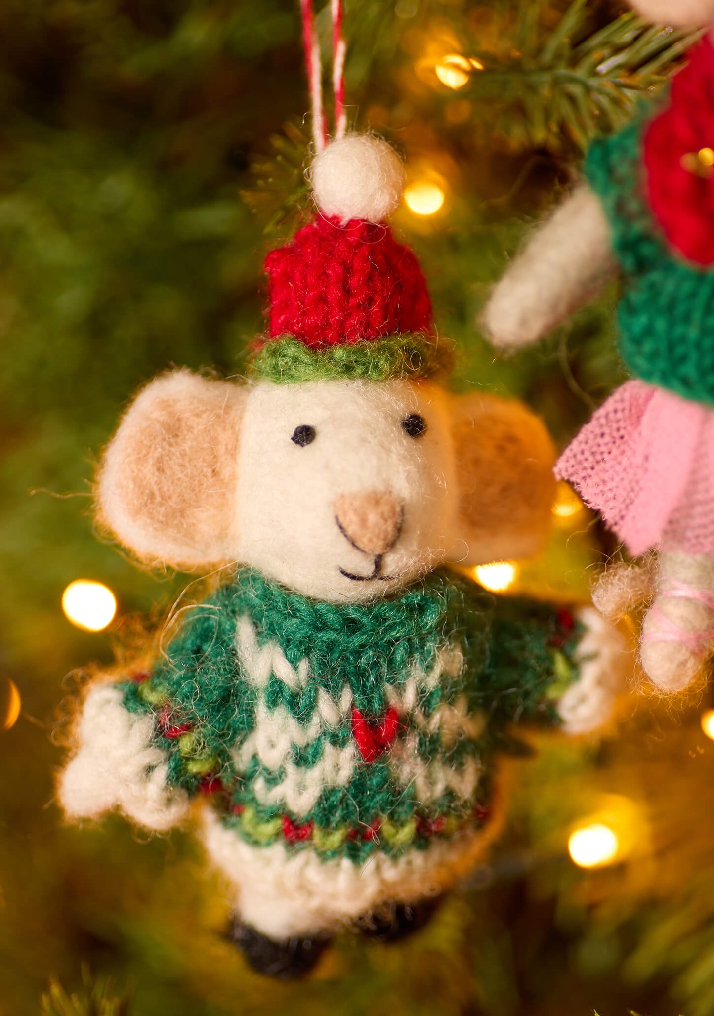 Felt Christmas Mice With Santa Hat