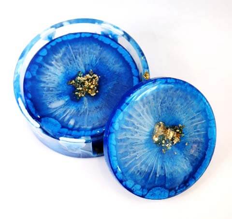 Blue Resin Coaster Set
