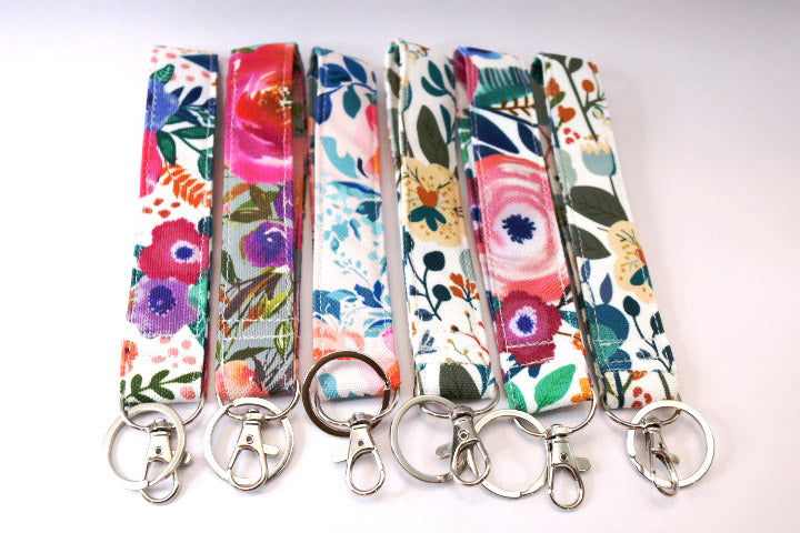 Fabric Key Chain Fob Wristlet Keychain Fob Cute Floral Key Ring