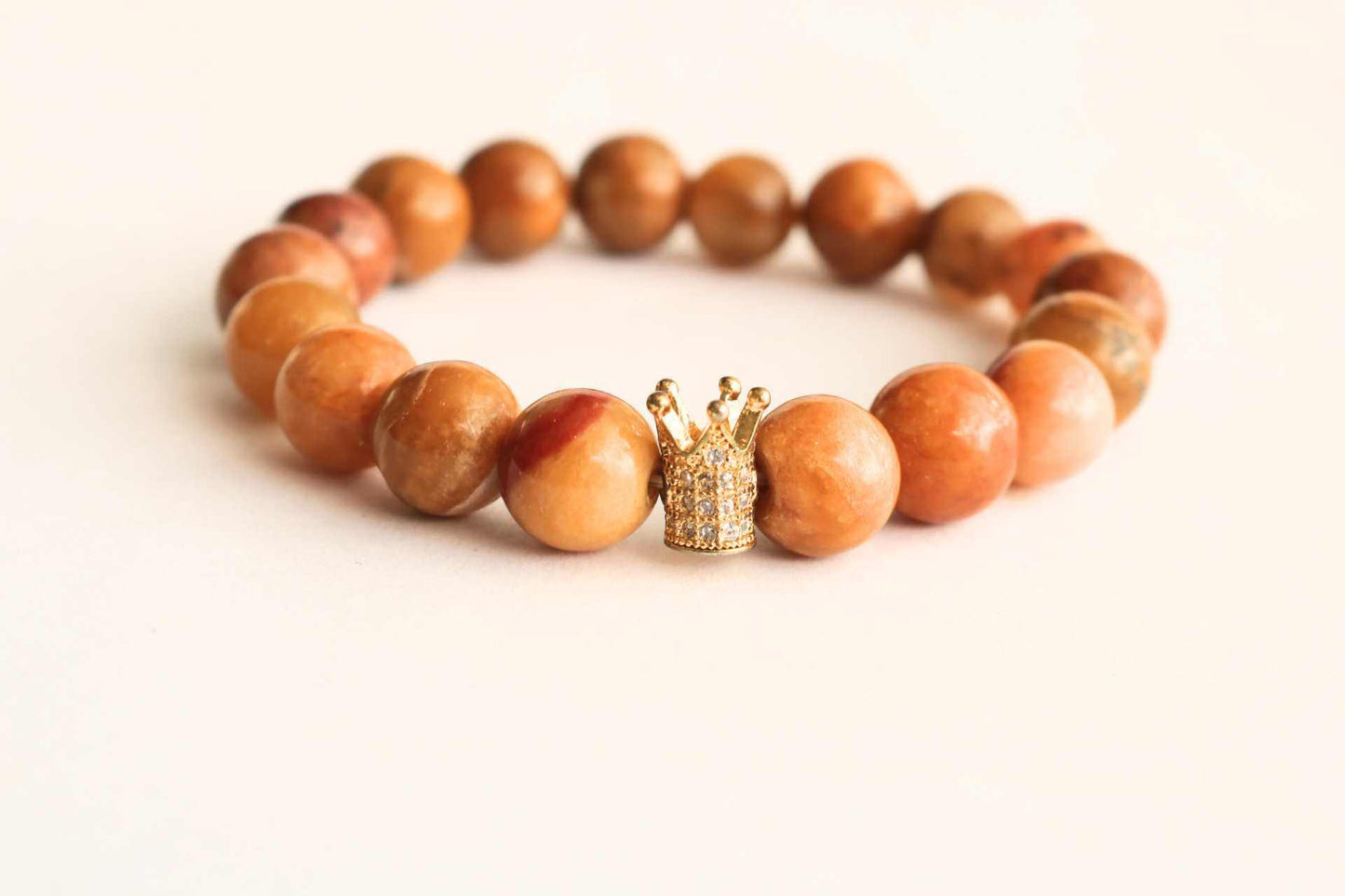 Men Mustard Gemstone Bracelet With Crown