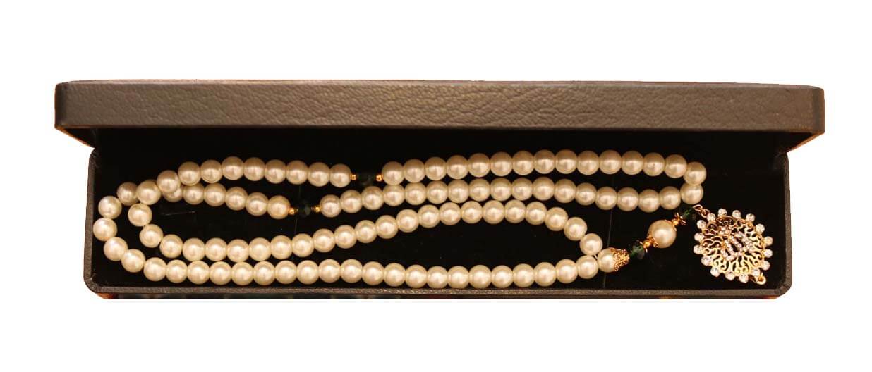 Shell Pearl Muslim Tasbeeh With Gold Plated Allah Locket