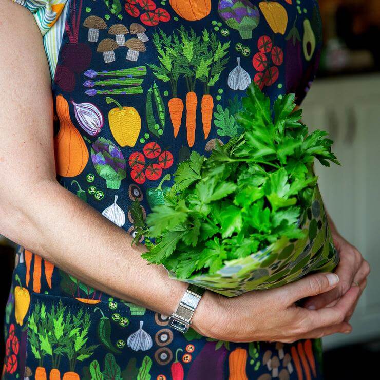 Vegetable 100% Cotton Apron For Women - Double Front Pocket