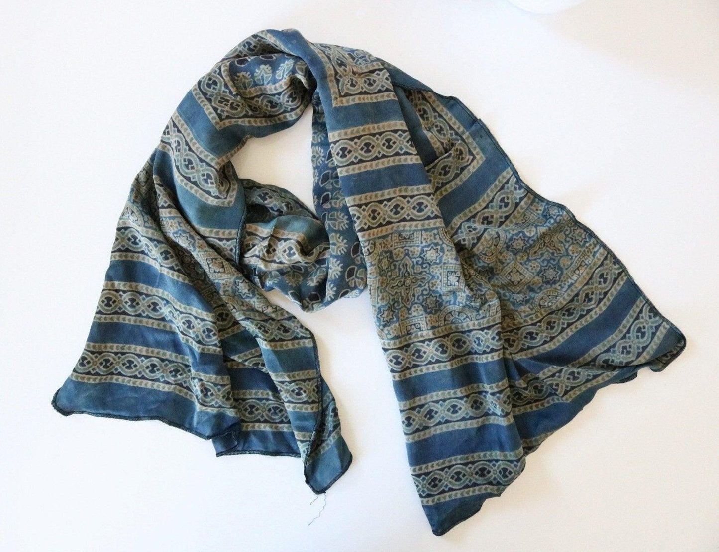 Indigo Natural Dye Silk Scarf Ethimaart