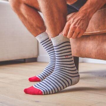 Mens Grey Stripped Socks Ethimaart 