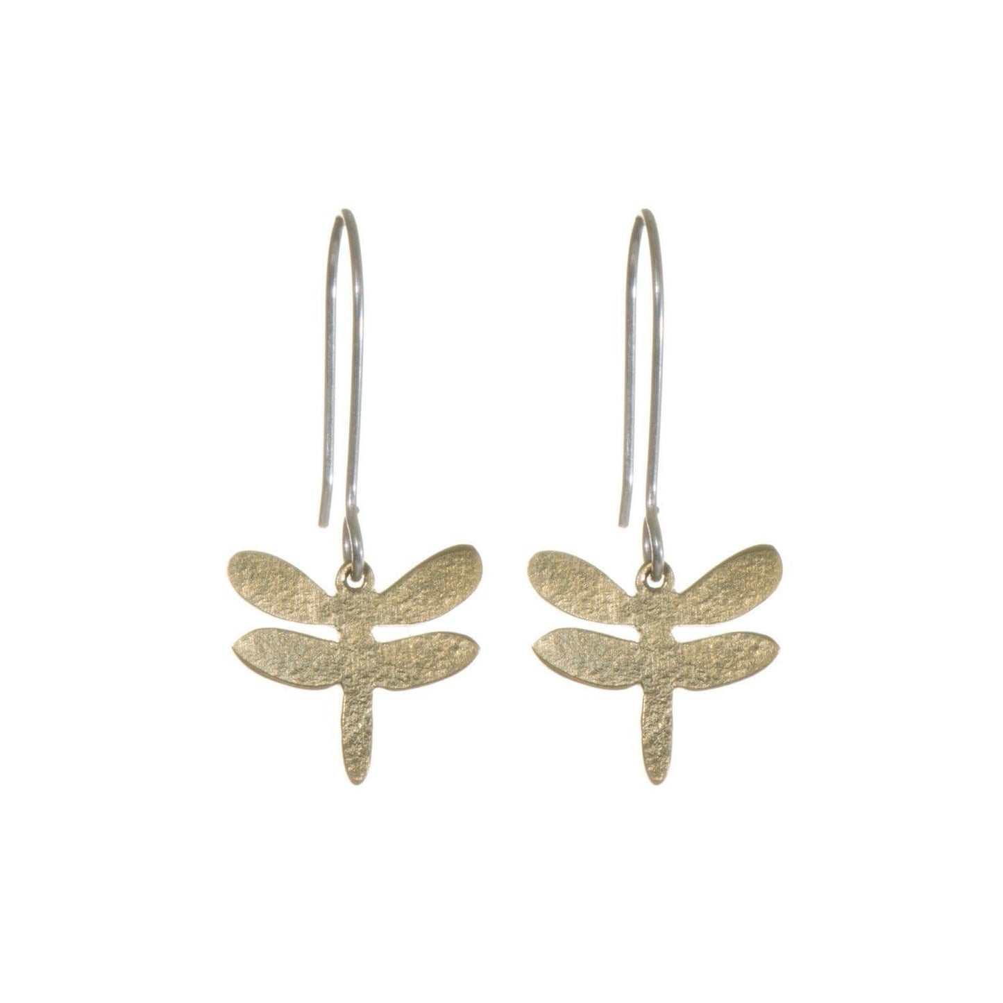 Dragonfly Earrings Hammered Brass Ethimaart