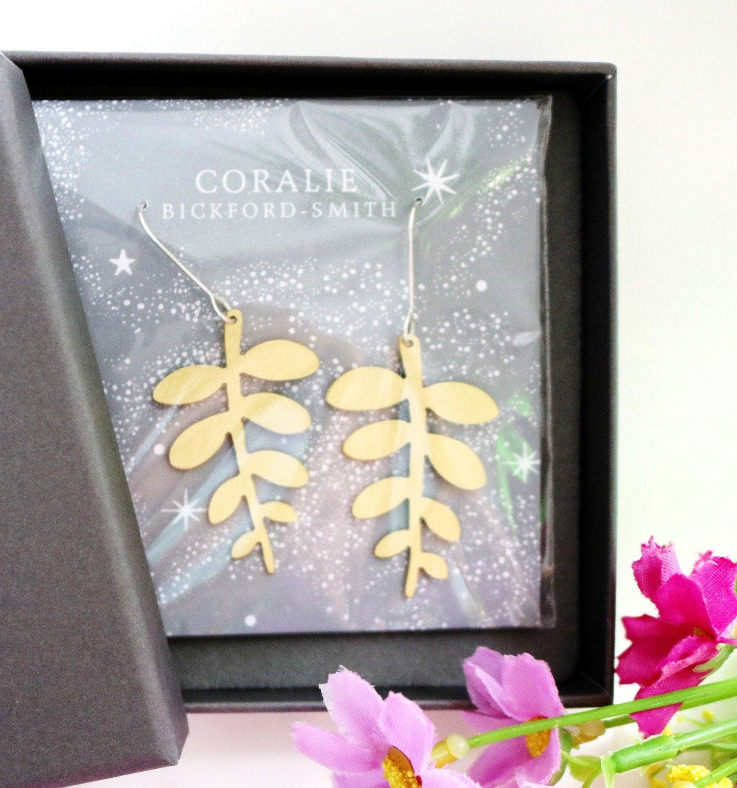 Fern Earrings- Hammered Brass Ethimaart