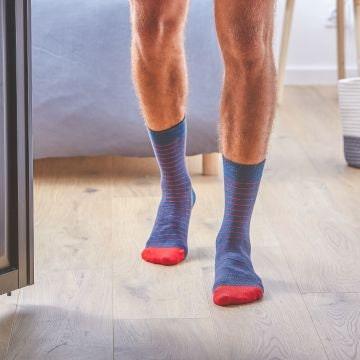 Mens Blue Fine Stripes Socks Ethimaart