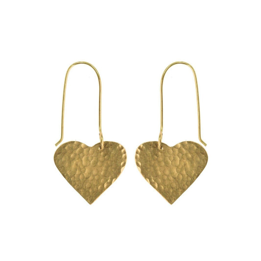 Handmade Heart Earrings Hammered Brass Ethimaart 