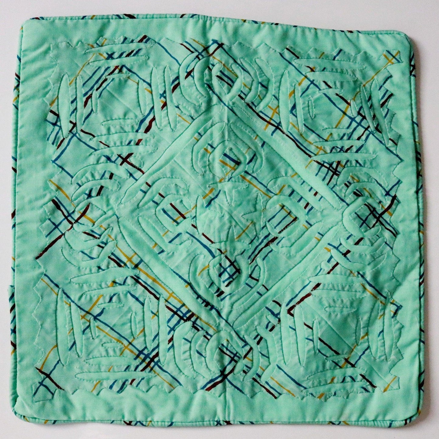 Green Cushion Cover Applique Technique Ethimaart
