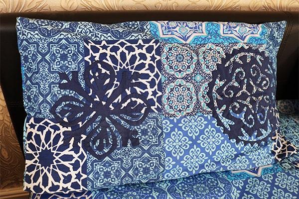 Blue Applique Bedsheet With Pillowcases Ethimaart