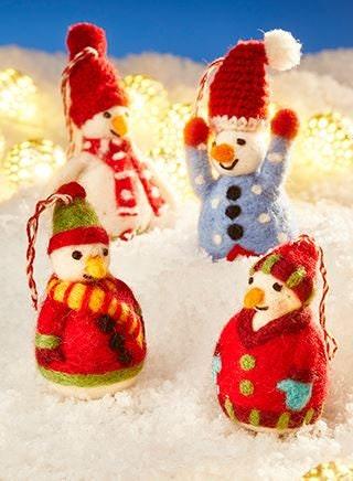Felt Snowman With Red Hat - Christmas Tree Decoration