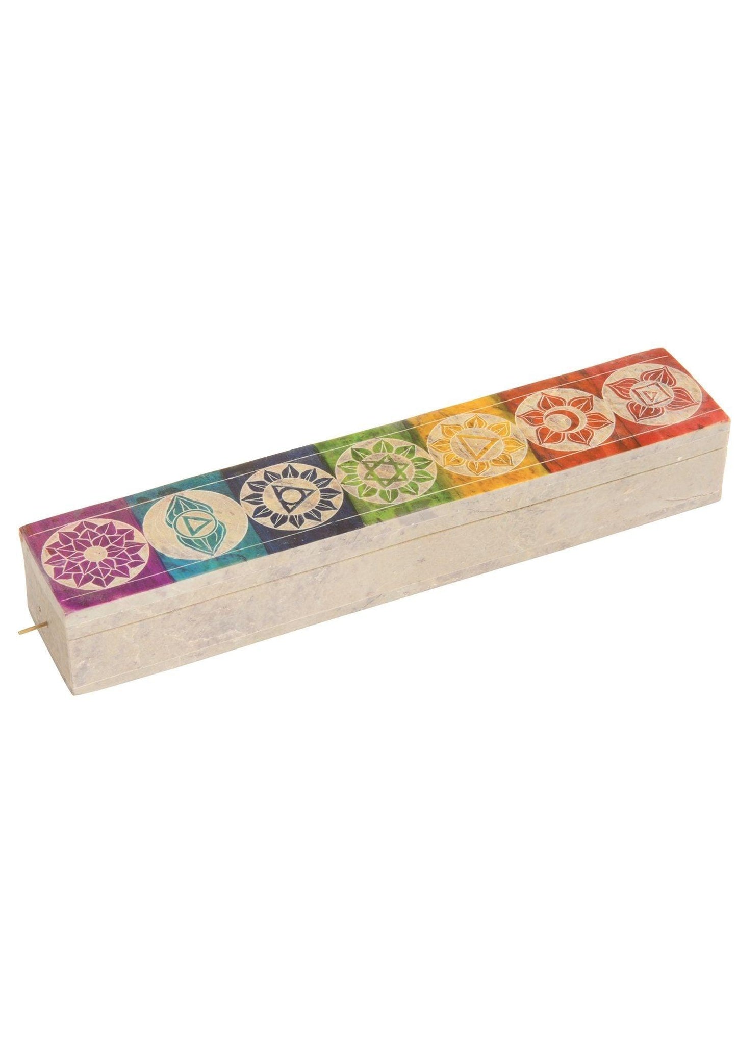 Ceramic Chakra Incense Stick Burner With Lid - Box Holder