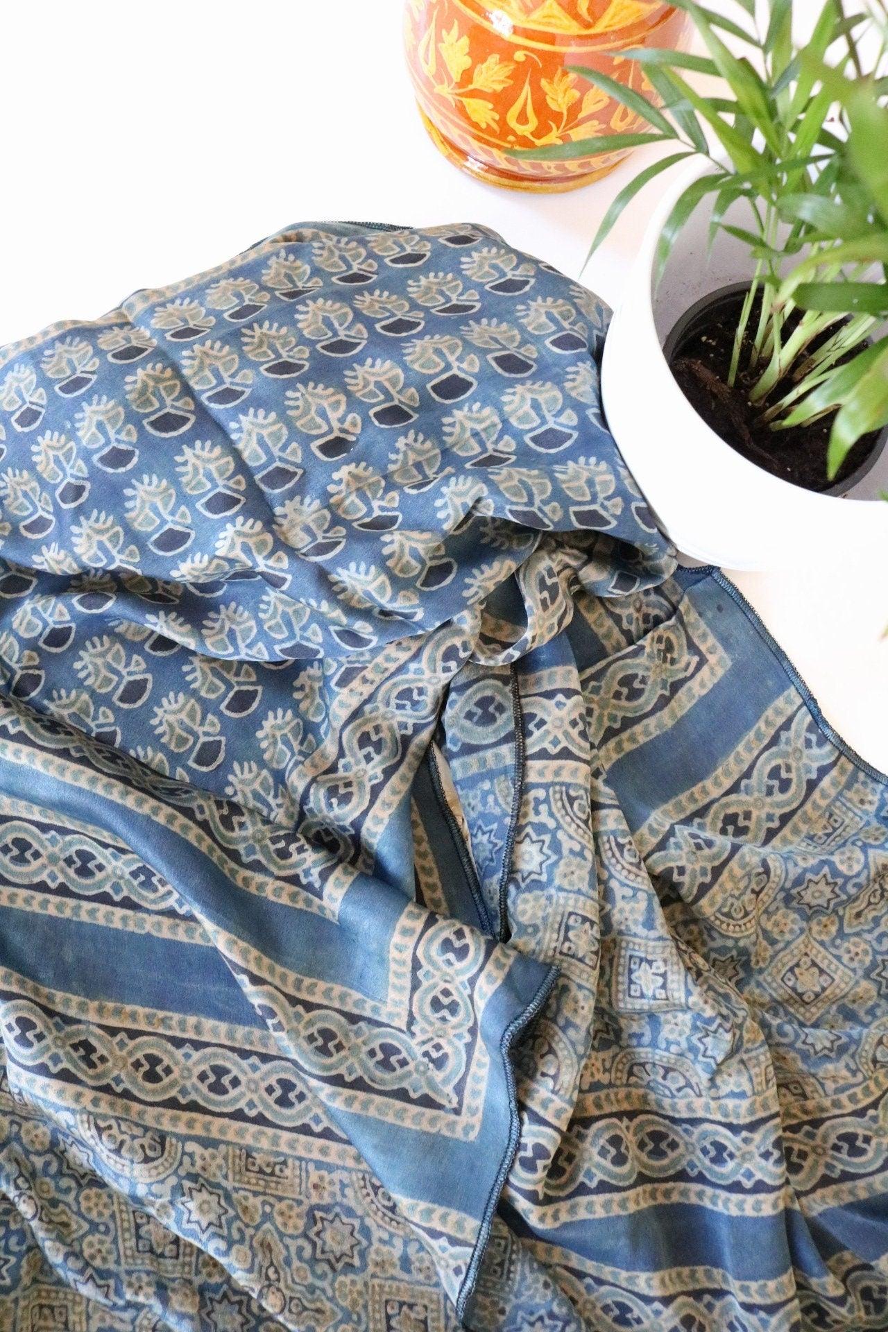 Indigo Natural Dye Silk Scarf Ethimaart