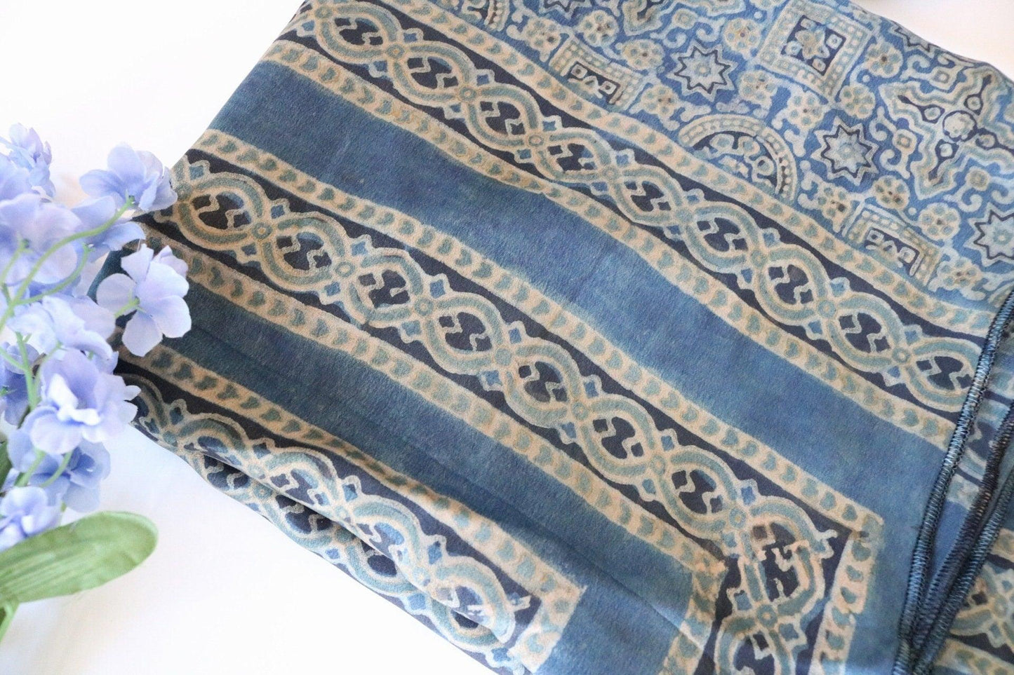 Indigo Natural Dye Silk Scarf Ethimaart