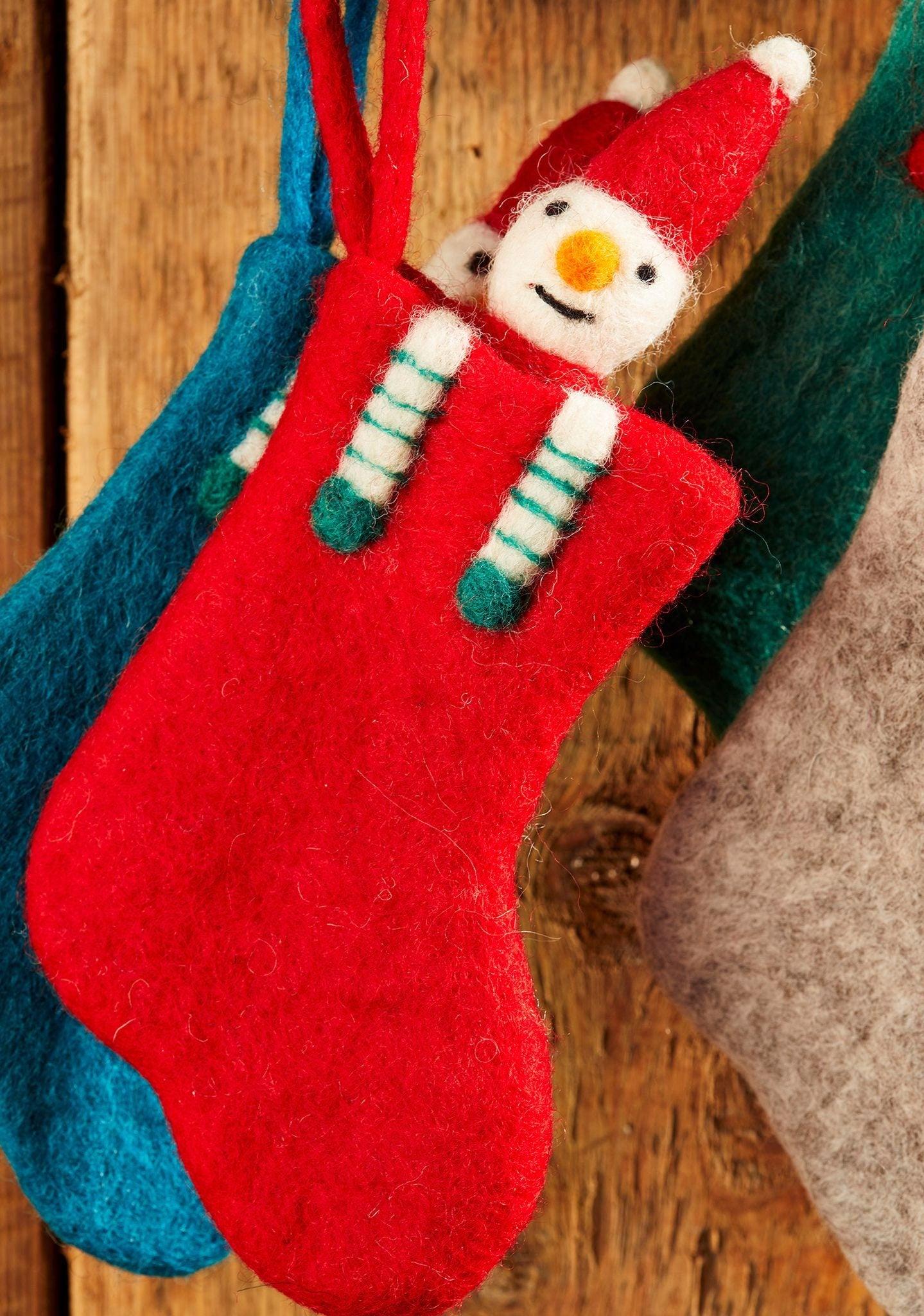 Felt Stocking With Snowman Ethimaart