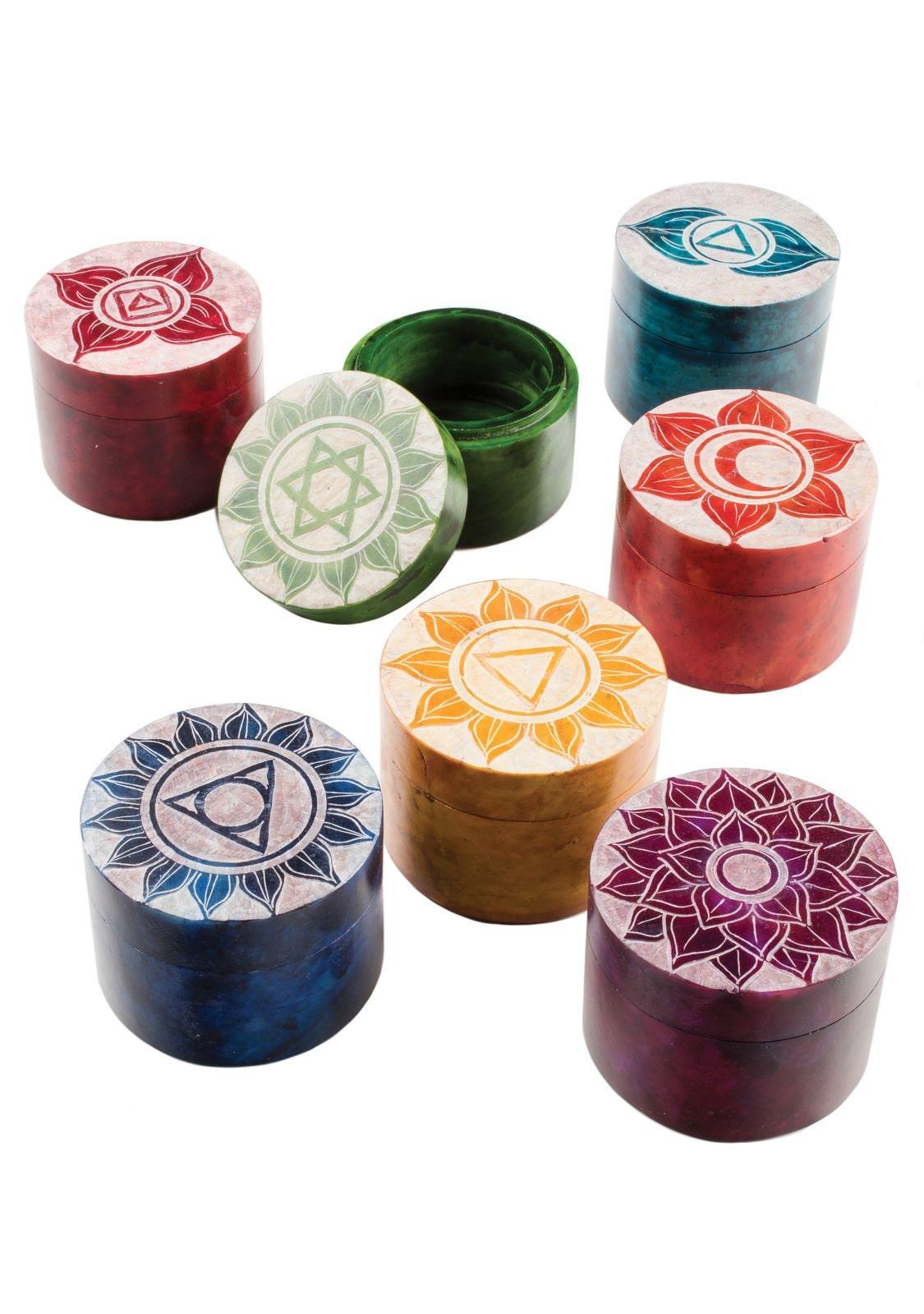 Ceramic Chakra Trinket Box Set Ethimaart