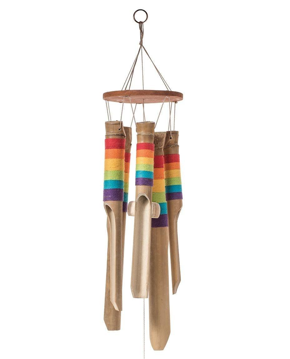 Bamboo Windchime Rainbow Design by ethical and fair trade shop Ethimaart