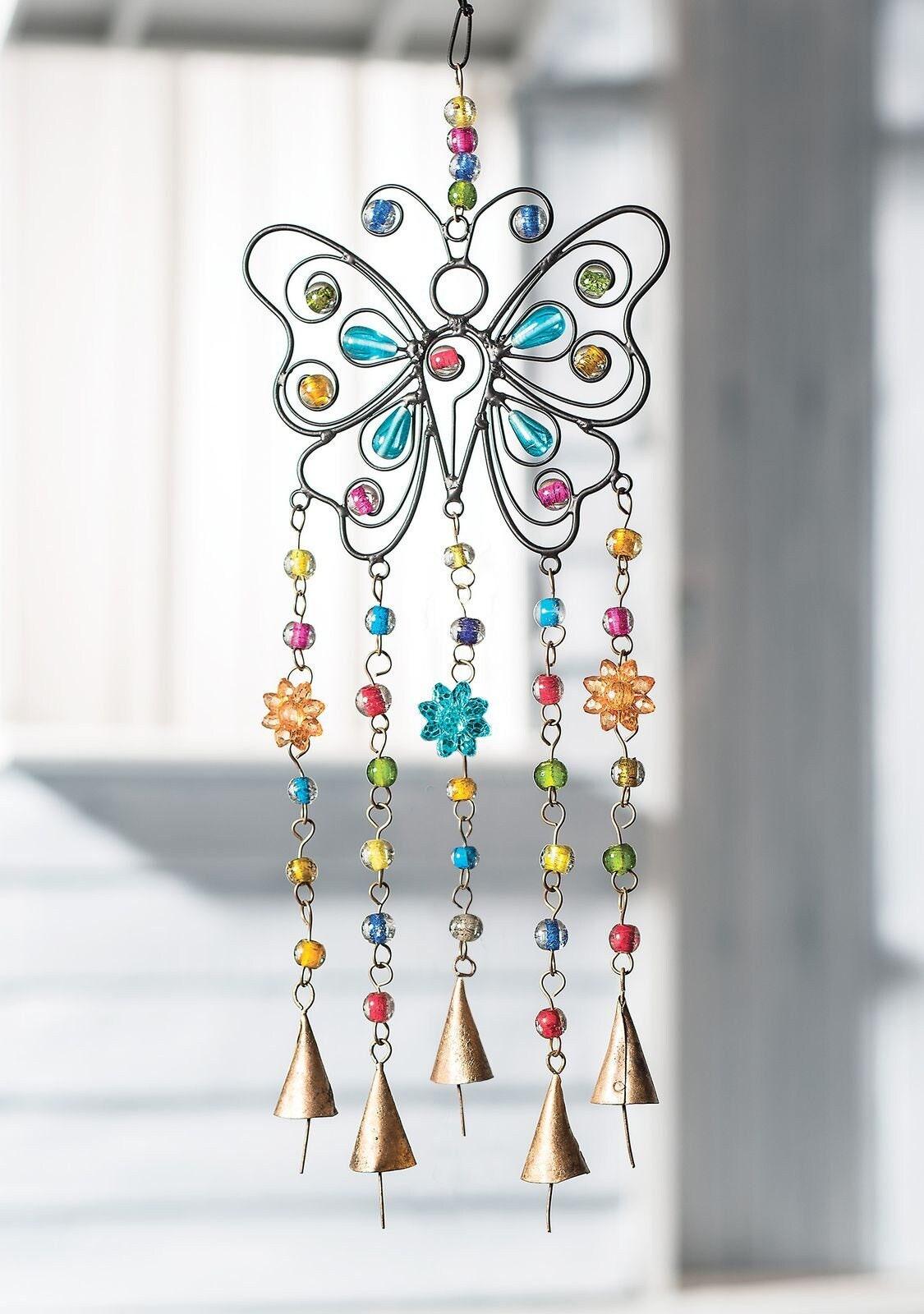 Unwind in your garden oasis with our handcrafted Butterfly Wind Chime (16.5"). Soothing sounds & beautiful design create a peaceful & calming atmosphere. Perfect for relaxation, meditation & gifts