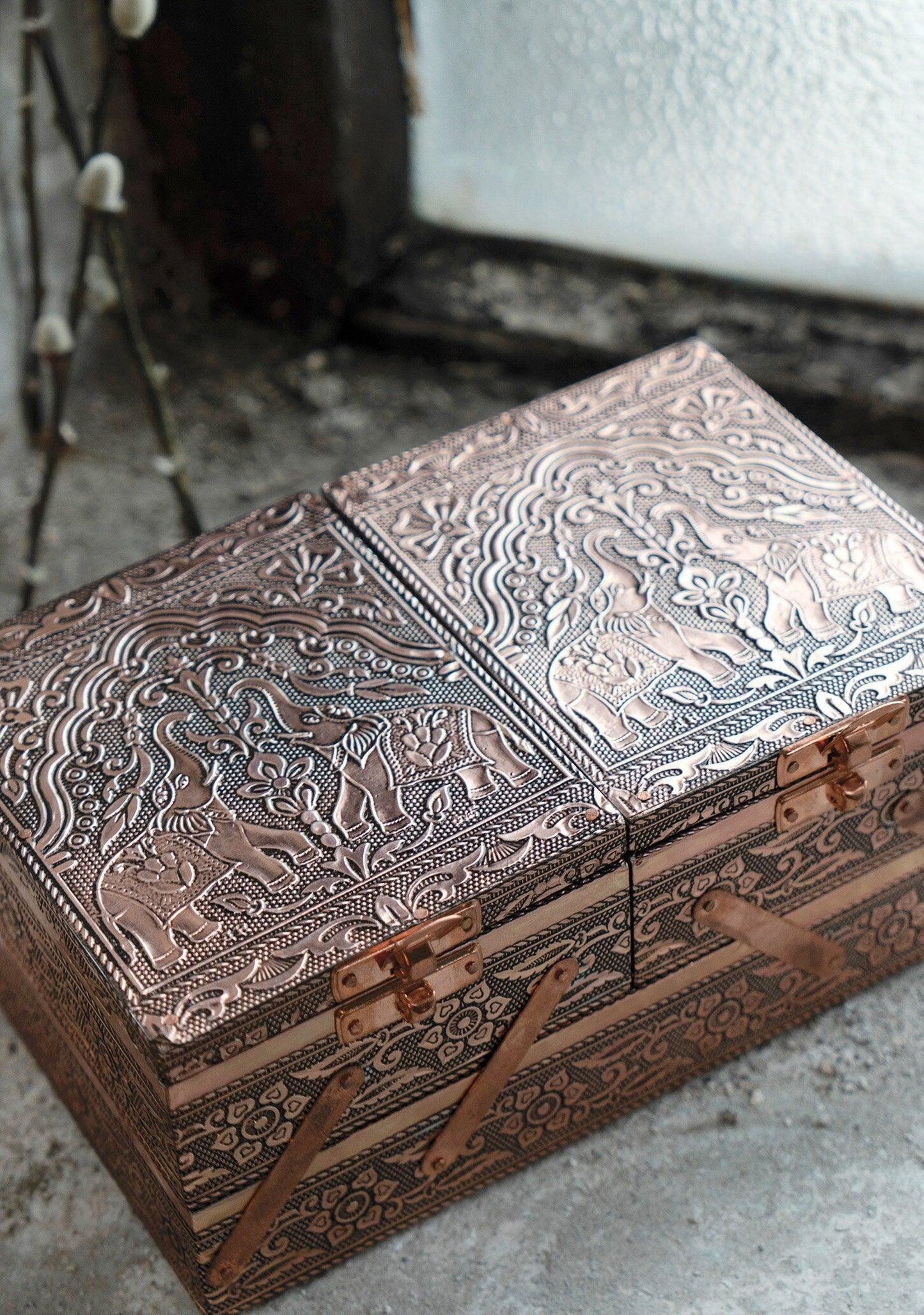 Elephant Embossed Jewelry Box - Ethimaart