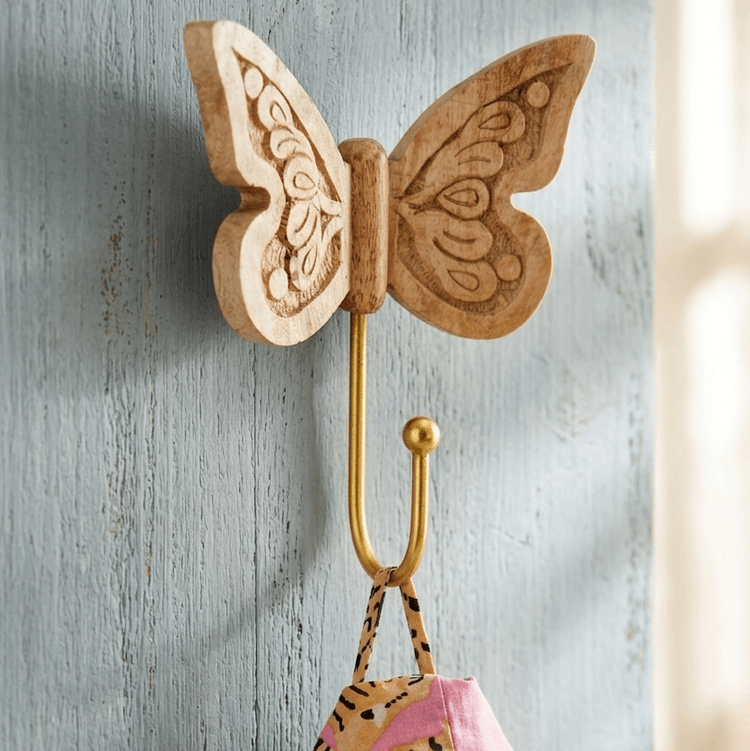 Wooden butterfly Wall Hooks for entryway