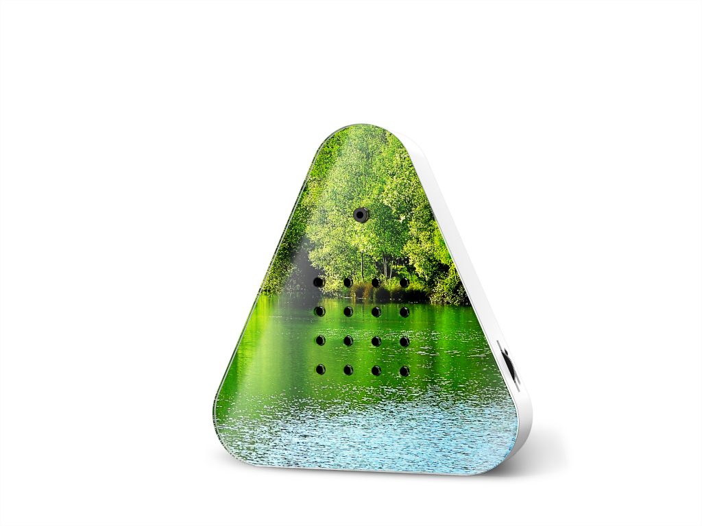 A beautifully crafted Zwitscherbox, a bird-inspired sound device emitting serene forest bird chirping and ocean waves by the lakeside. Ideal for creating a peaceful ambiance and a perfect gift for nature lovers. Bird sound box, relaxsound
