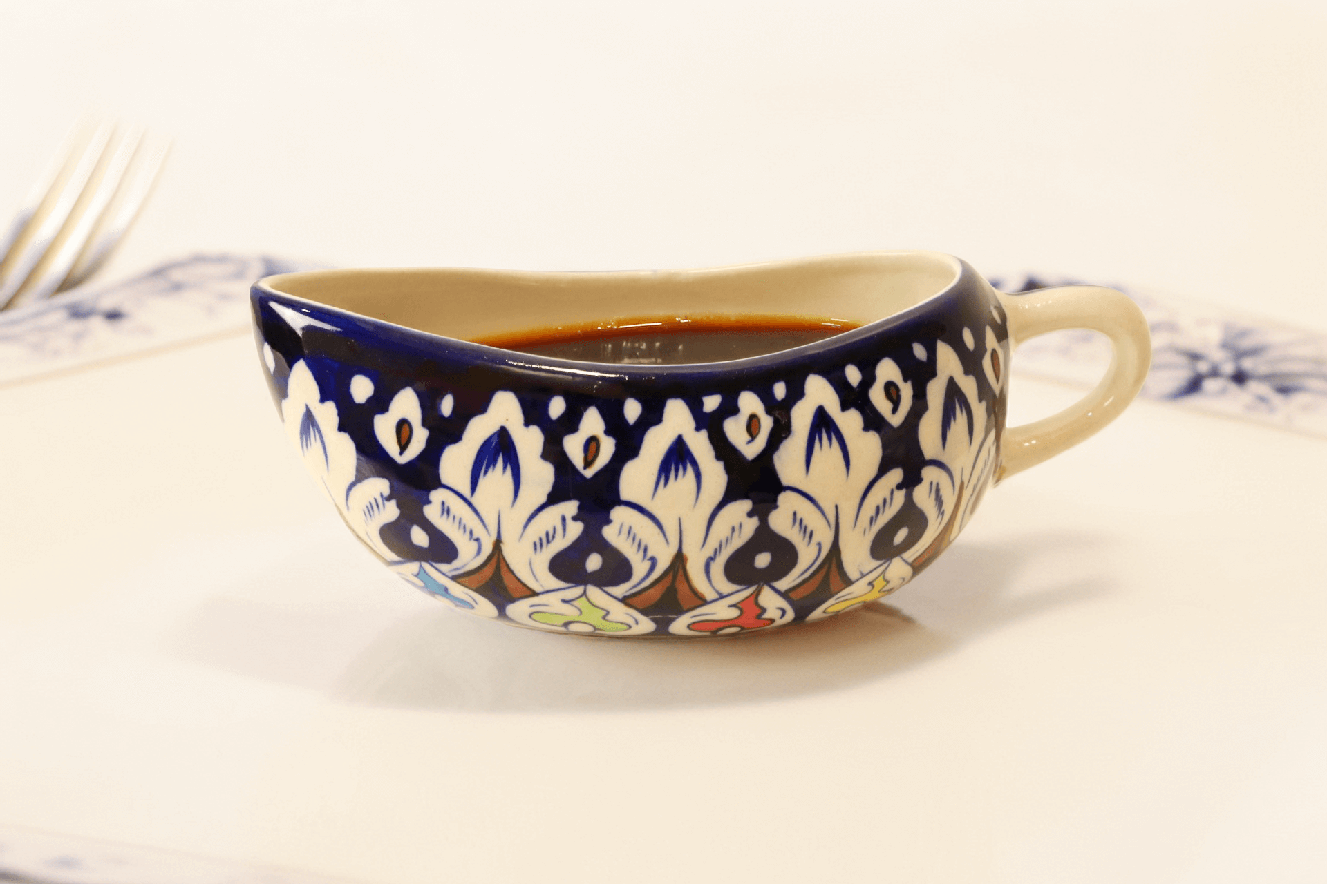 Ceramic Sauce & Gravy Boat - Handmade Blue White Pottery