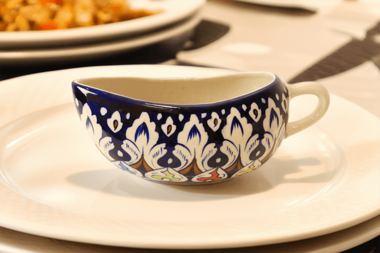 Ceramic Sauce & Gravy Boat - Handmade Blue White Pottery