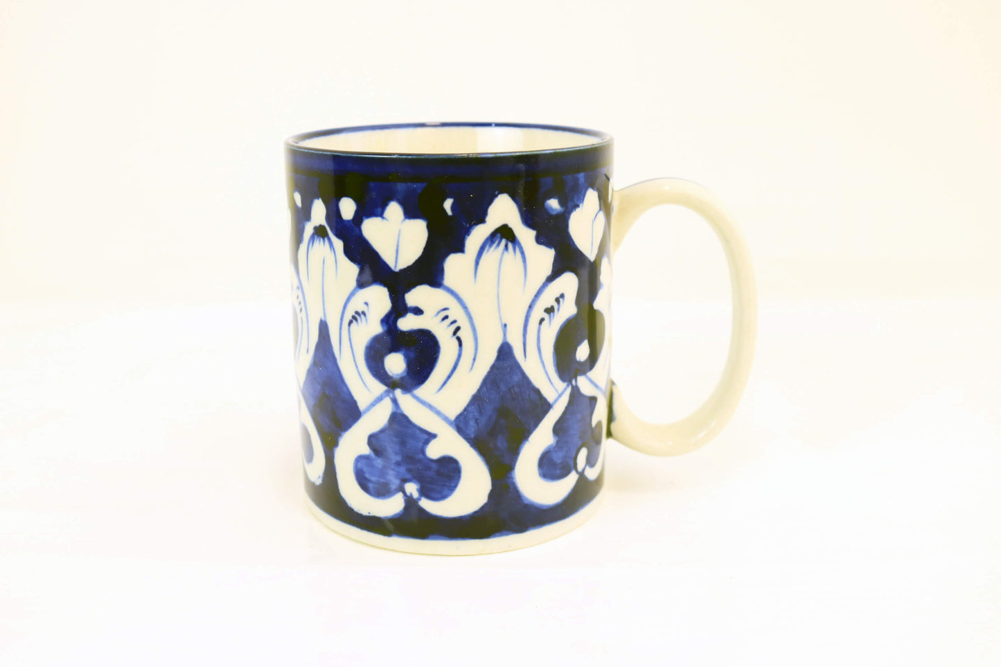 Ceramic Coffee Lover Mug - Handmade Blue White Pottery