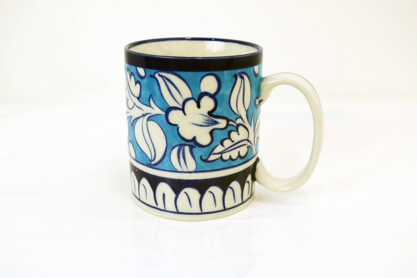 Ceramic Hot Chocolate Mug - Handmade Blue White Pottery