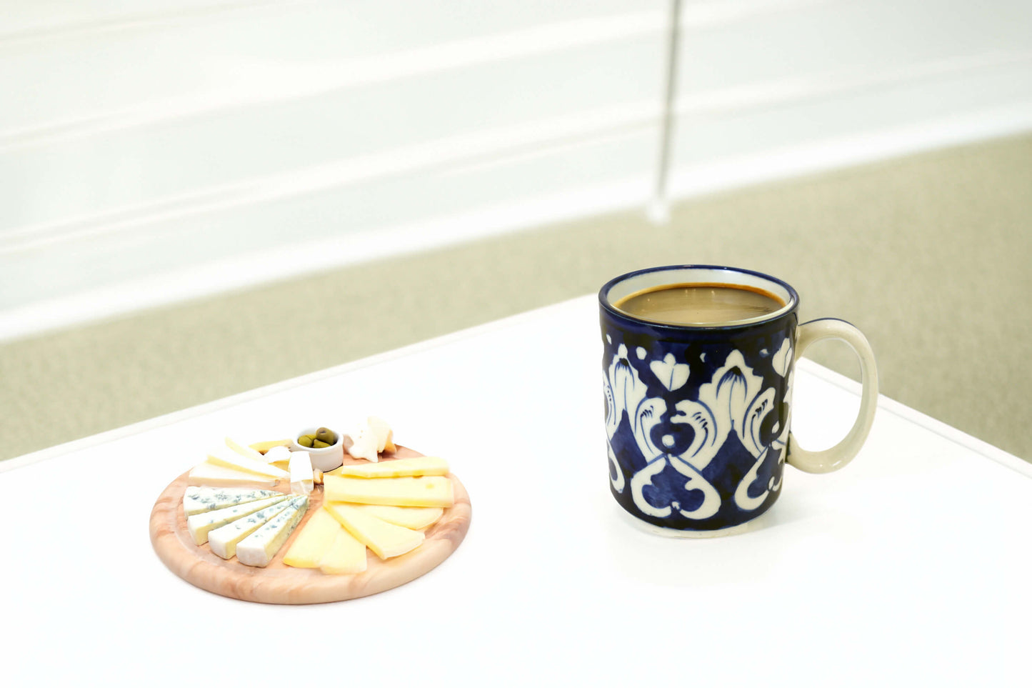 Ceramic Coffee Lover Mug - Handmade Blue White Pottery