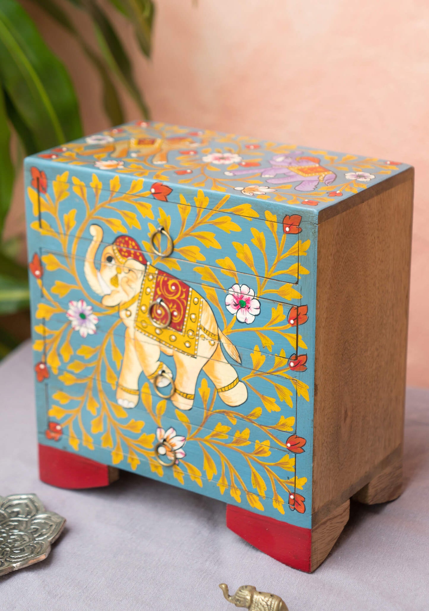 Elephant Mini 4 Drawer Chest For Bedroom Dresser - Wooden