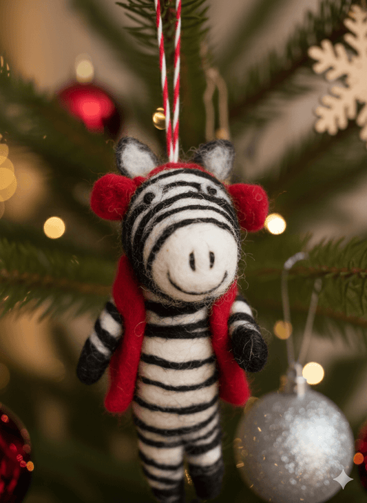 Felt Zebra Ornament - Christmas Tree Decoration