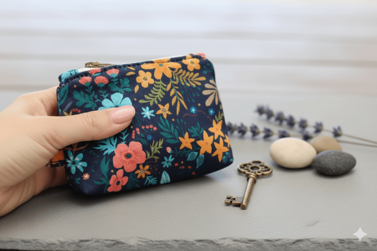 Small Daisy Floral Coin Pouch With Clasp
