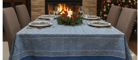 Indigo Dye Table Cloth With 8 Napkins
