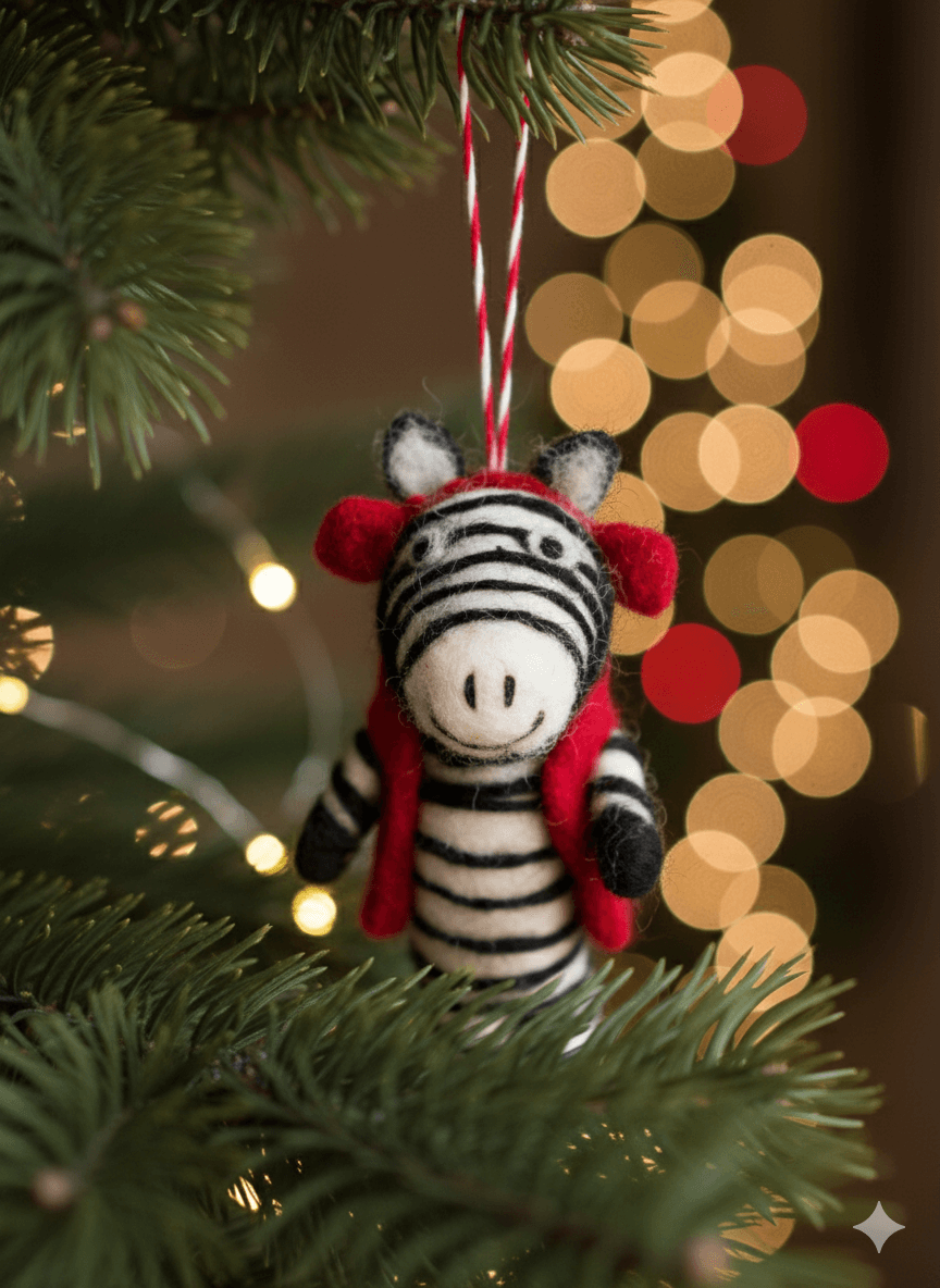 Felt Zebra Ornament - Christmas Tree Decoration