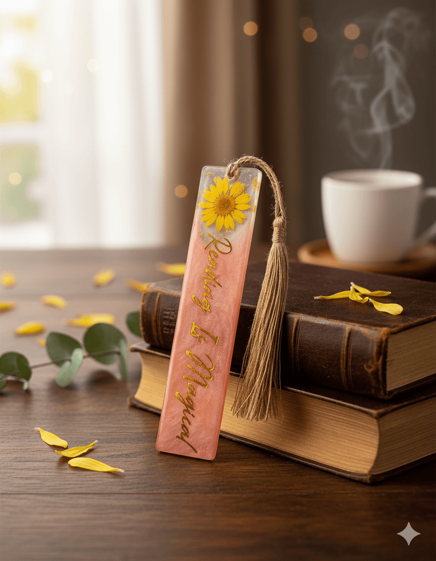 'Reading is Magical' Pink Bookmark - Handmade Resin Art