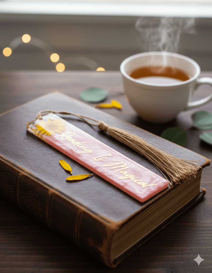'Reading is Magical' Pink Bookmark - Handmade Resin Art